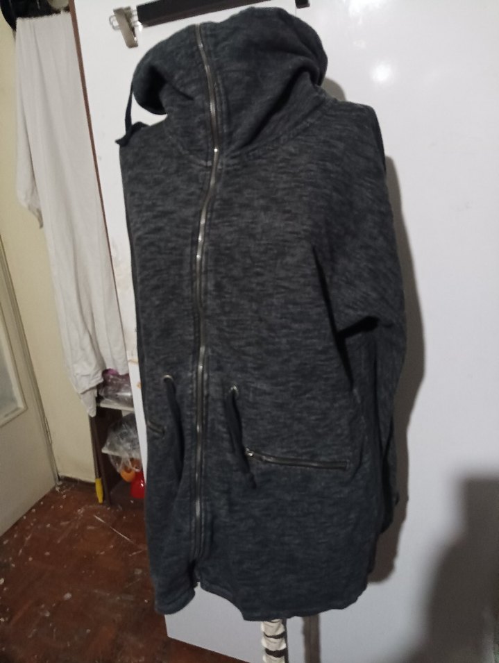 Gri Kapüşonlu Fermuarlı SWEATSHİRT - Görsel 5