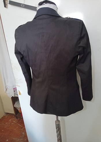 Düğmeli Gri Kadın Blazer Ceket - Görsel 3