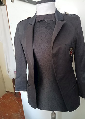 Düğmeli Gri Kadın Blazer Ceket - Görsel 2