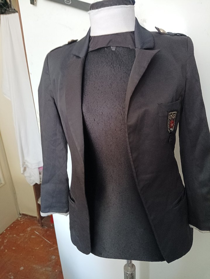 Düğmeli Gri Kadın Blazer Ceket - Görsel 2