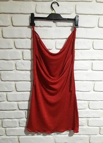 Zara degaje yaka simli mini elbise