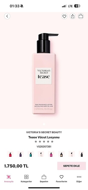 Victoria secret tease vücut losyonu