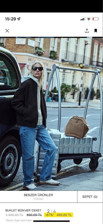 Zara Siyah Buklet Bomber Ceket