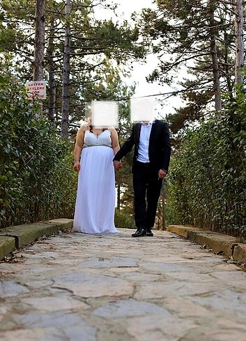 44 Beden Beyaz nikah elbisesi hamilelik çekimi elbisesi