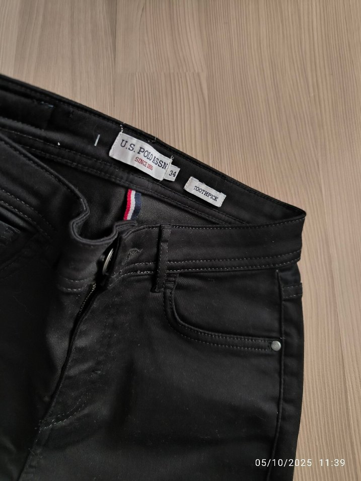 Kadın Siyah dar paça orijinal Polo pantolon - Görsel 2