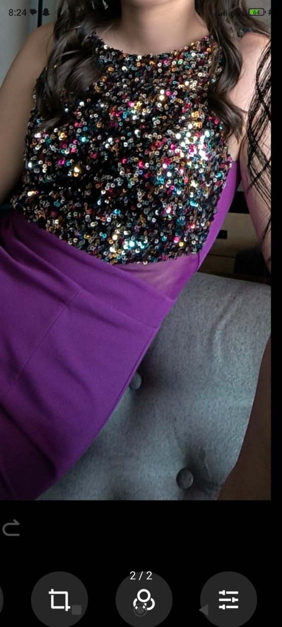 Mor Uzun Drapeli Abiye Elbise - Görsel 2