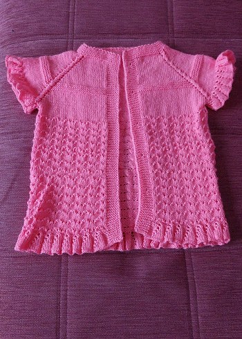 Pembe Kısa Kollu Örgü Kız Hırka