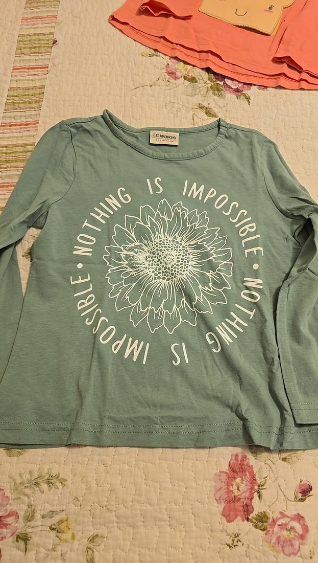 Kız Çocuk Çok Renkli Uzun Kollu Pamuklu Tişört - Görsel 3