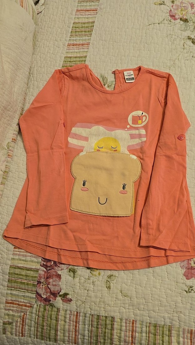 Kız Çocuk Çok Renkli Uzun Kollu Pamuklu Tişört - Görsel 2