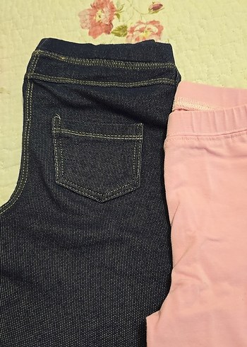 Kız Çocuk Pembe Denim Tayt - Görsel 3