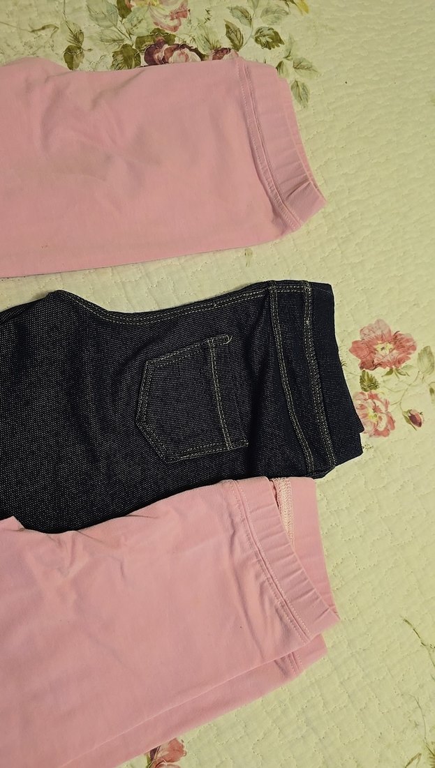 Kız Çocuk Pembe Denim Tayt - Görsel 2