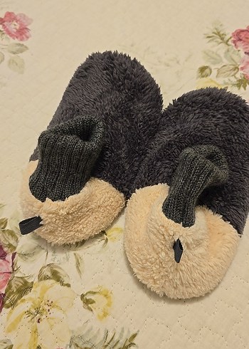 Kız Çocuk Gri Kürklü Sıcak Ev Terliği - Görsel 2