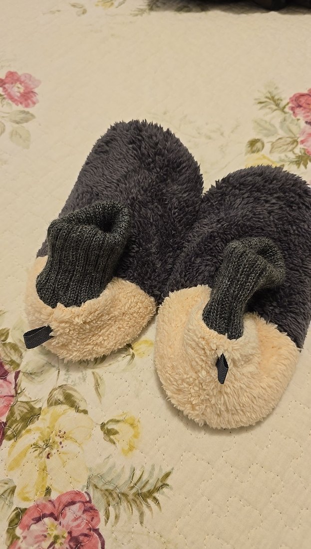 Kız Çocuk Gri Kürklü Sıcak Ev Terliği - Görsel 2