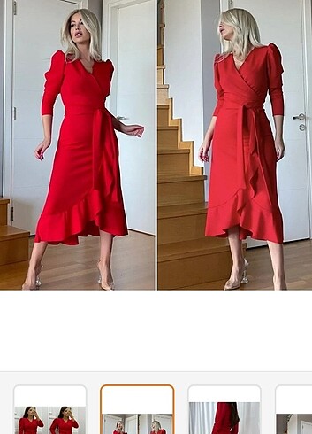 Kırmızı Krep Elbise