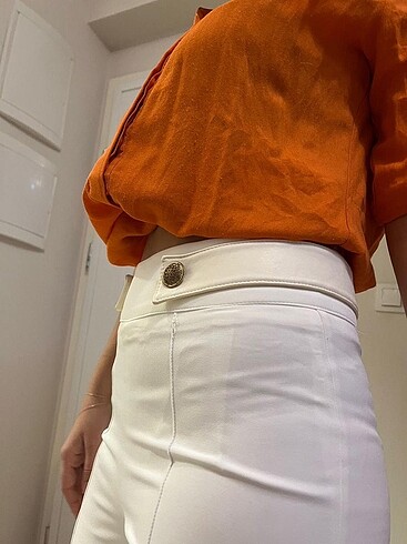 Diğer Deri detaylı full astarlı kumaş pantolon