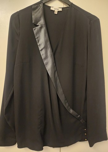 Siyah Saten Yaka  Kadın Bluz - Görsel 3