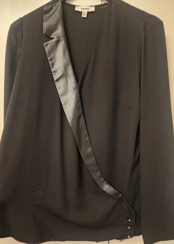 Siyah Saten Yaka  Kadın Bluz - Görsel 4