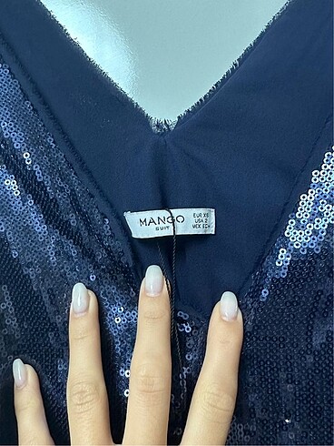 xs Beden lacivert Renk Mango Pullu elbise