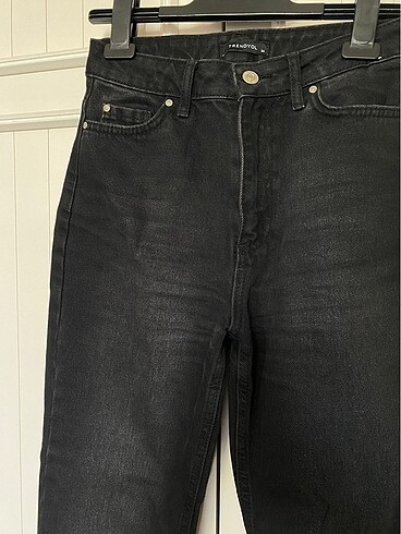 xs Beden Siyah Straight Yüksek Bel Jean