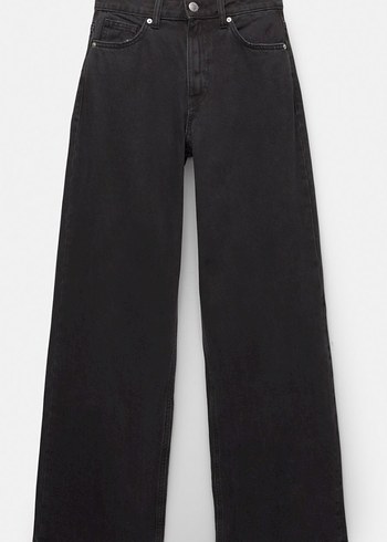 Siyah Baskılı Rahat Kesim Kadın Kot Pantolon - Görsel 3