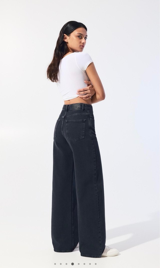 Siyah Baskılı Rahat Kesim Kadın Kot Pantolon - Görsel 4