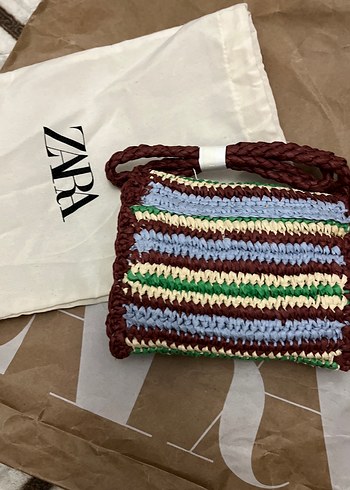 Zara Çok Renkli Örgü Kadın Çanta - Görsel 2