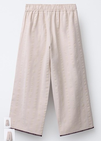 Bej Dantel Detaylı Kadın Midi Kumaş Pantolon - Görsel 2