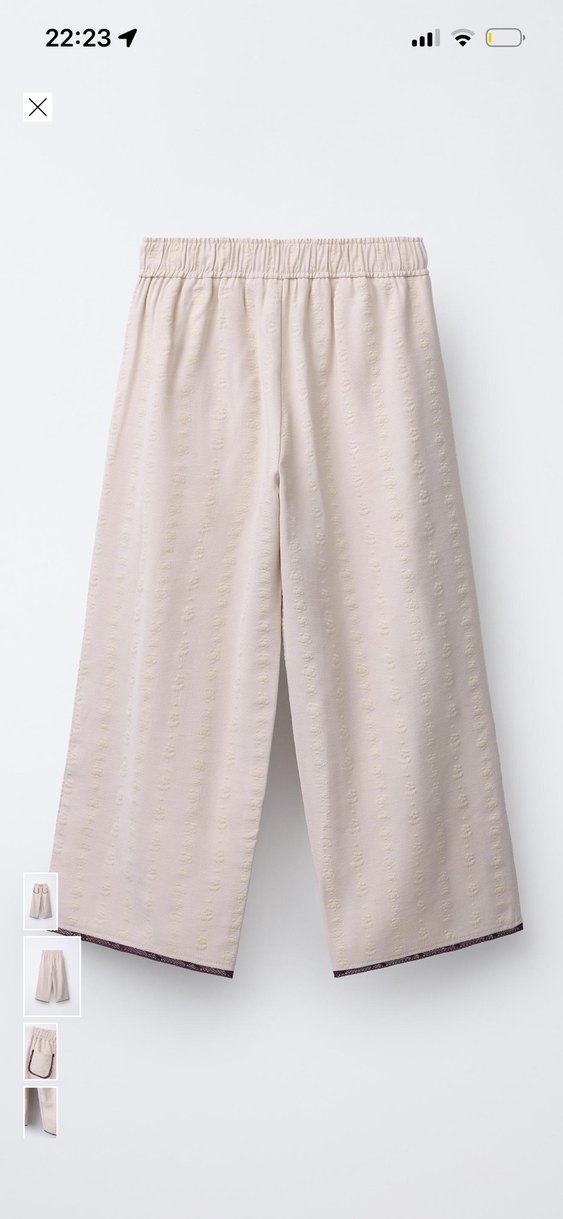 Bej Dantel Detaylı Kadın Midi Kumaş Pantolon - Görsel 2