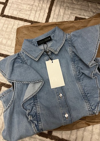 Kadın Pastel Mavi Batik Desenli Kemerli Denim Pantolon - Görsel 4