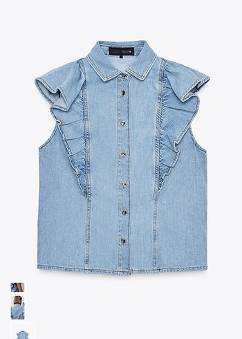 Kadın Pastel Mavi Batik Desenli Kemerli Denim Pantolon - Görsel 2