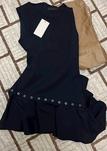 Lacivert Mini Denim Elbise - Görsel 5