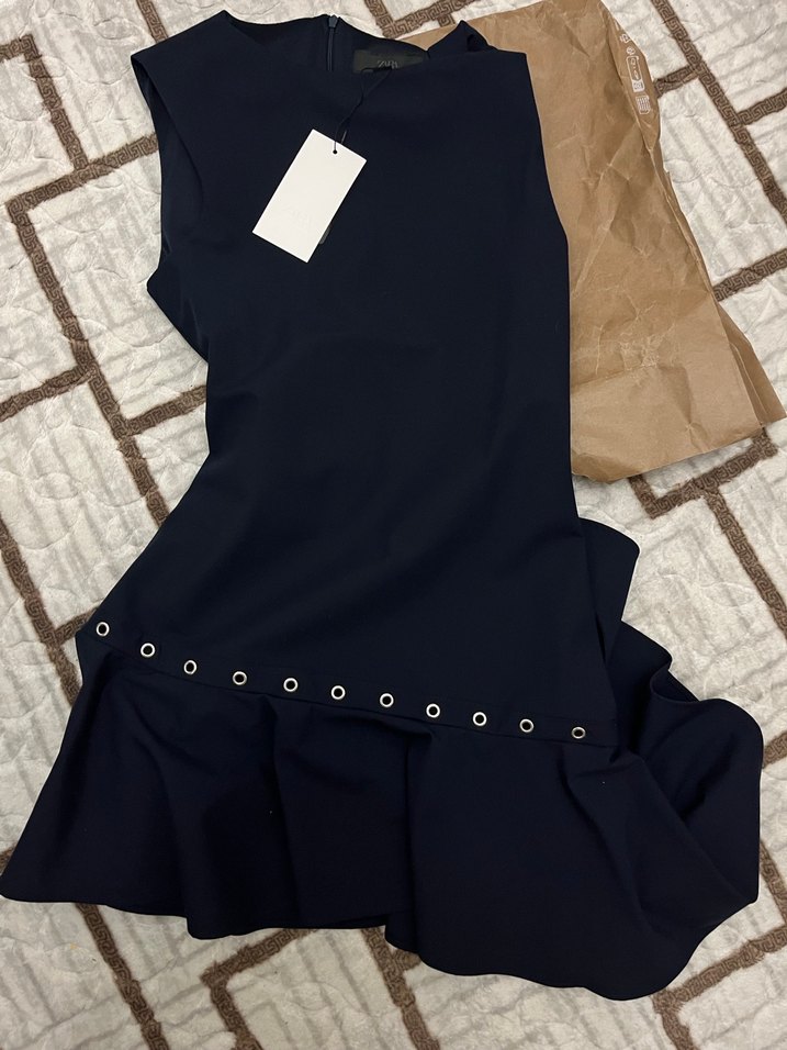 Lacivert Mini Denim Elbise - Görsel 5