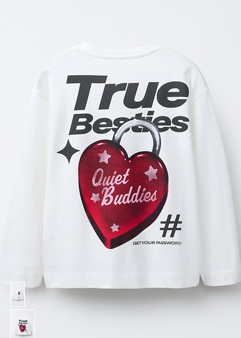 Beyaz Kız Sweatshirt Uzun Kollu Pamuk - Görsel 2