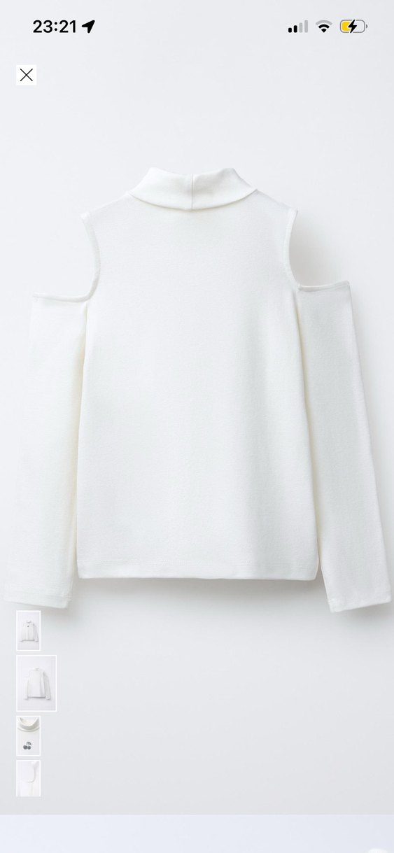 Beyaz Kız Çocuk Triko Omuz Detaylı Bluz - Görsel 2