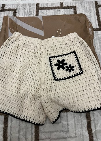 Bej Örgü Mini Şort - Görsel 2