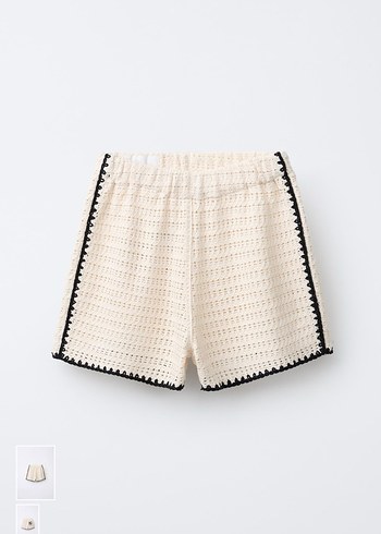 Bej Örgü Mini Şort - Görsel 4