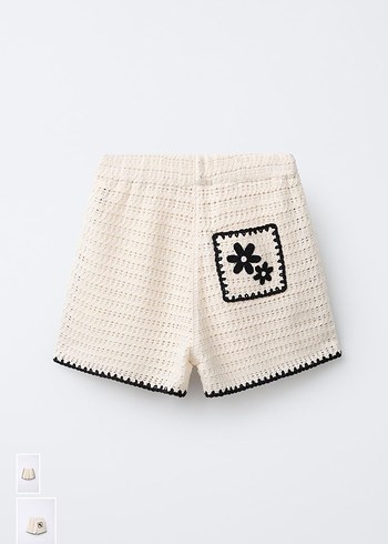 Bej Örgü Mini Şort - Görsel 3