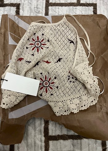 Nakışlı Örgü Bohem Mini Süveter - Görsel 2