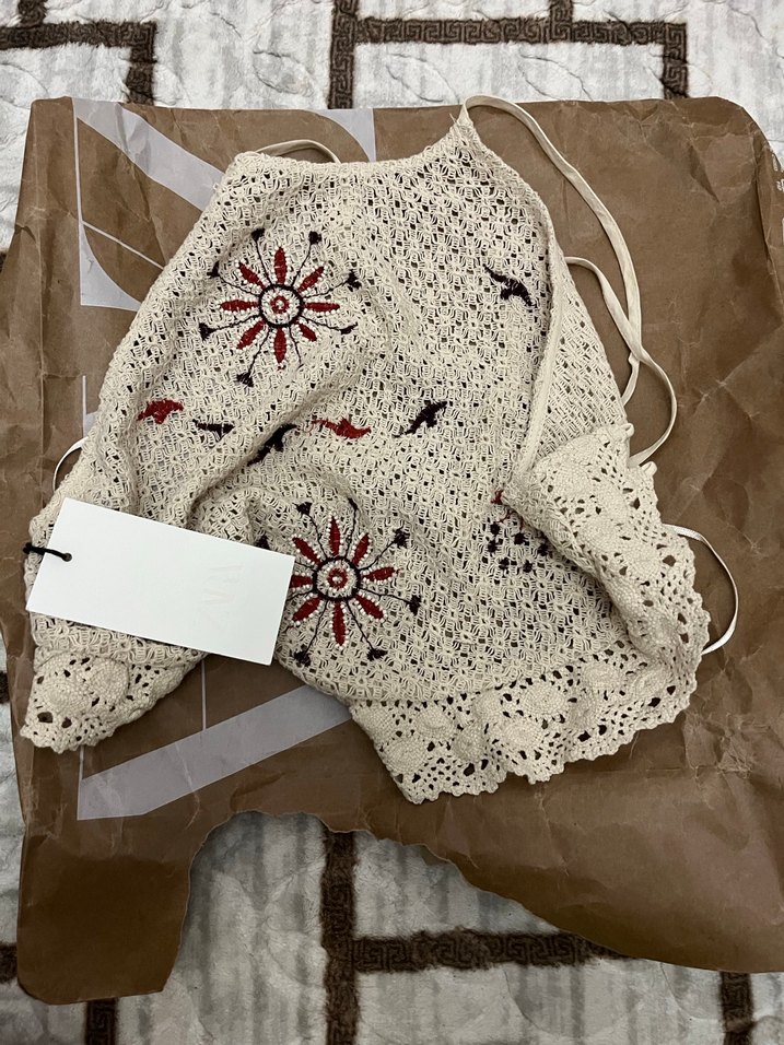 Nakışlı Örgü Bohem Mini Süveter - Görsel 2