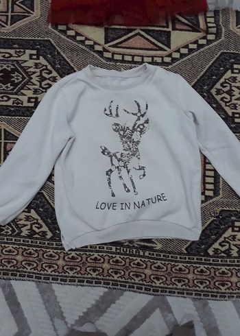 Bej Baskılı Kız Sweatshirt