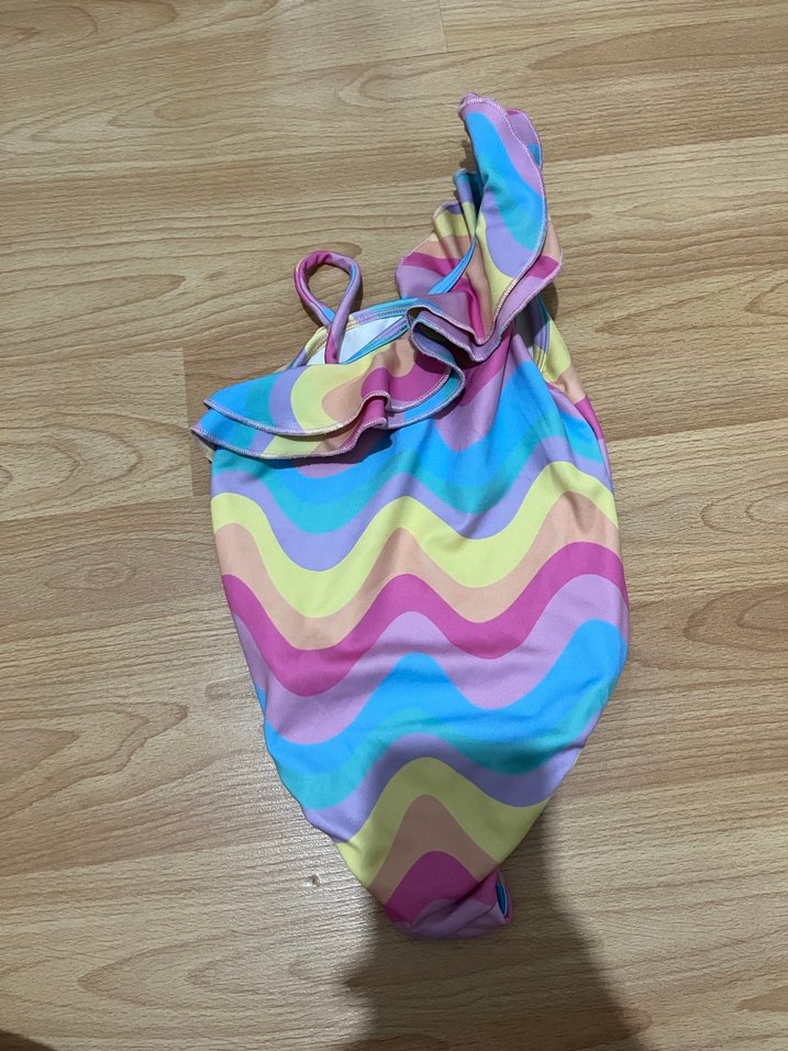 Kızlar için Çok Renkli Bağlama Desenli Mayo - Görsel 2