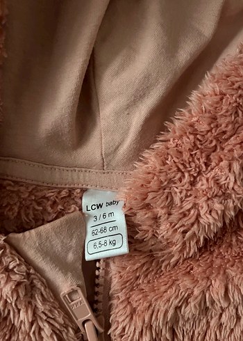 Pembe  Peluş Kapüşonlu Bebek Tulumu - Görsel 2