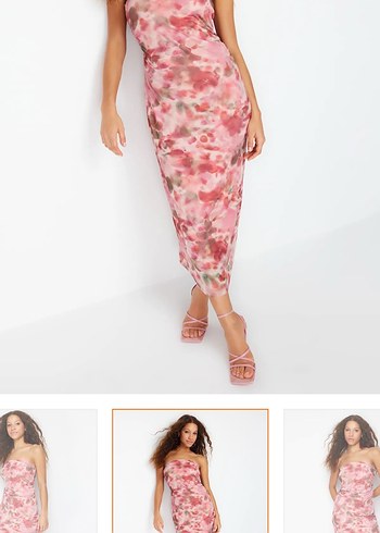 Straplez Desenli Elbise - Görsel 5