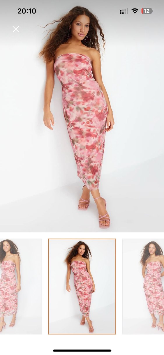 Straplez Desenli Elbise - Görsel 5