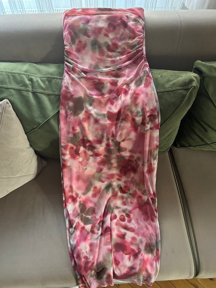 Straplez Desenli Elbise - Görsel 2