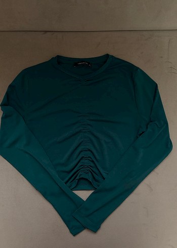 Uzun Kollu Turkuaz Kadın Bluz - Görsel 3