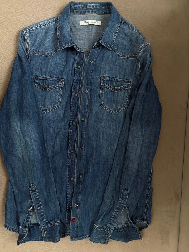 Düğmeli Mavi Denim Kadın Gömlek - Görsel 2