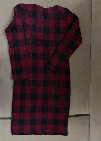 Bordo Kareli Uzun Kollu Triko Elbise - Görsel 4