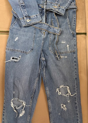 Kadın Kot Tulum Uzun Kollu Midi Boy - Görsel 4