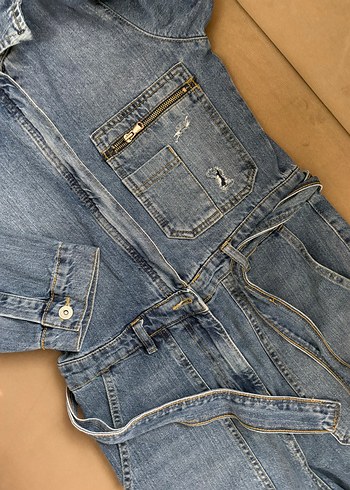 Kadın Kot Tulum Uzun Kollu Midi Boy - Görsel 5